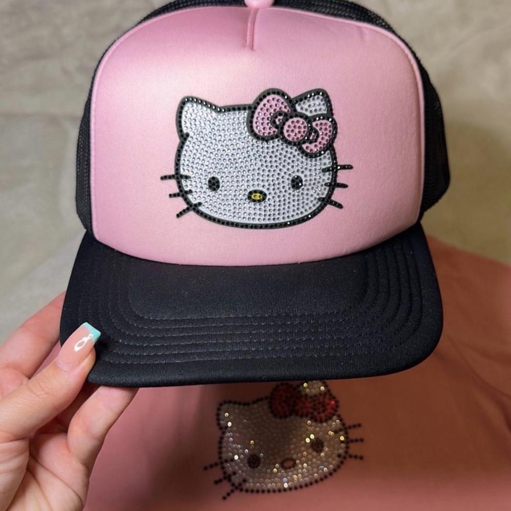 Hello Kitty Rhinestone Pink and Black Hat